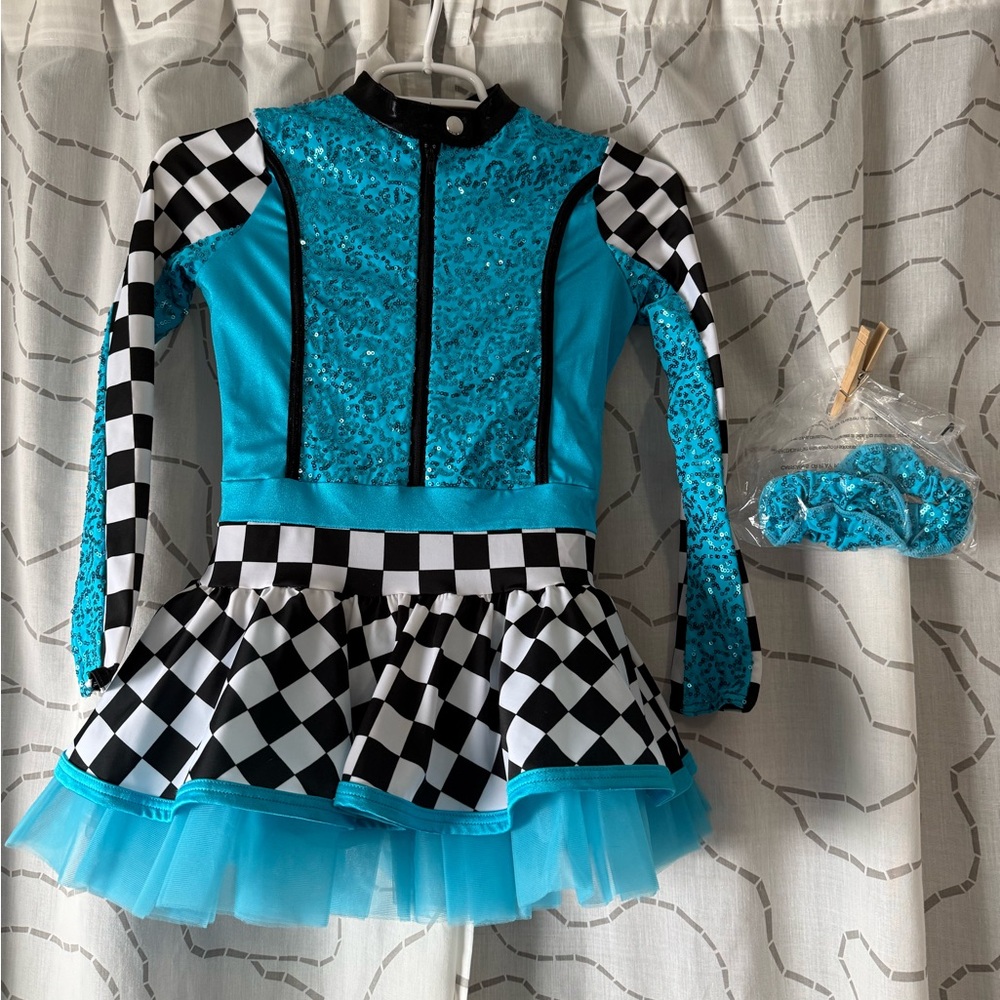 Weissman Turquoise and Black route 66 #11178 Checkered Dance Costume